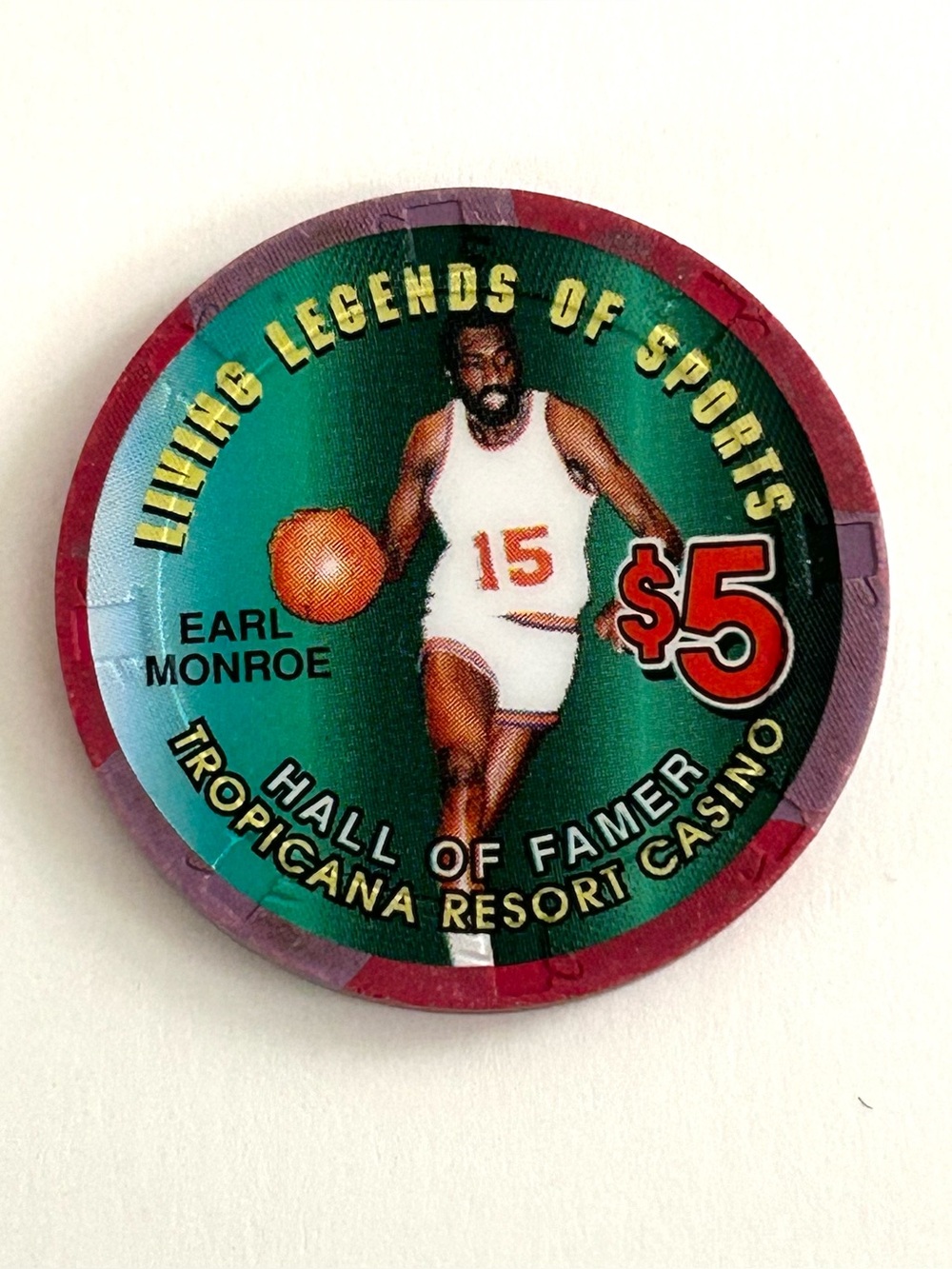 Earl Monroe Tropicana Las Vegas $5 Casino Chip Living Legends of Sports
